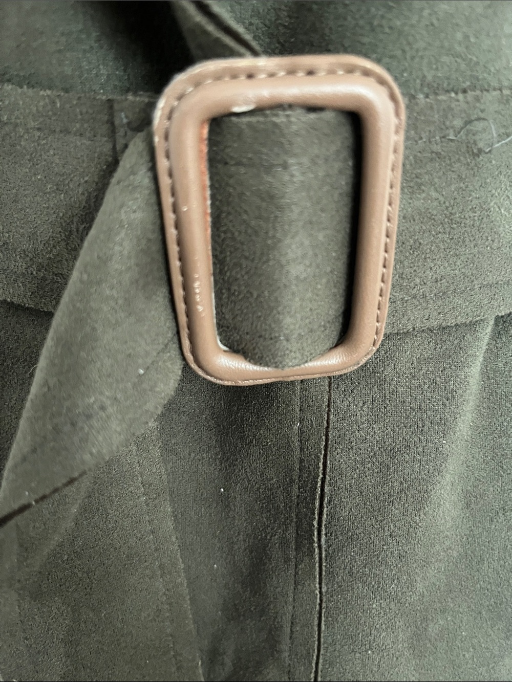 Anthropologie  Olive Green Suede Trench Coat with Belt - Picture 4 of 16